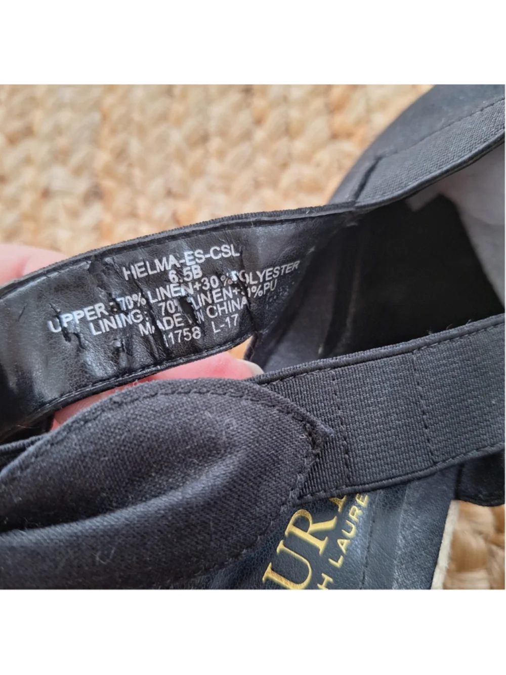 Ralph Lauren Helma Espadrille Slingback Wedge Sandals Black Women’s Size 6.5B